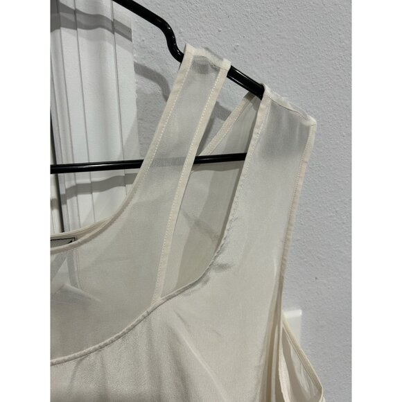 Marc Bouwer Womens Sleeveless Silk Blouse Ivory Plus Sz 1X Sheer Minimalist - Picture 4 of 9